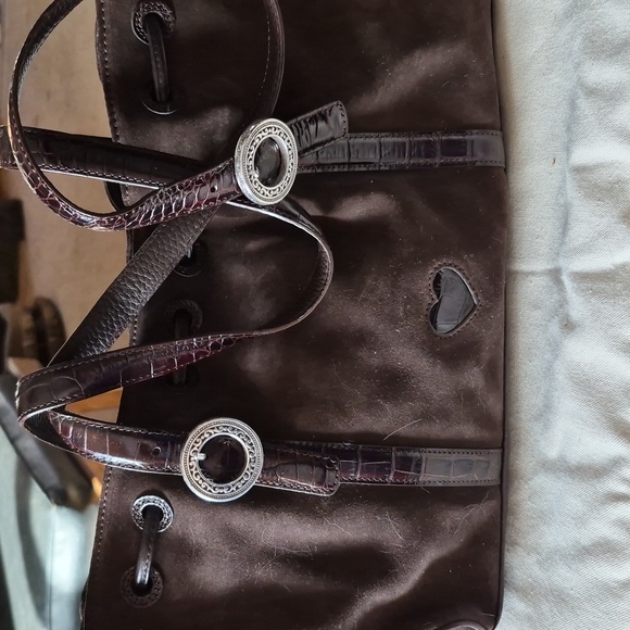 Brighton Handbags - Brighton Brown Suede Drawstring Tote Bag